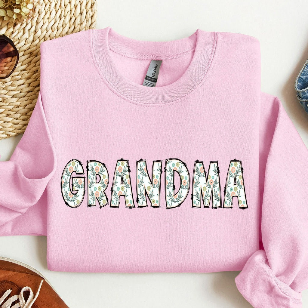 Grandma Personalized Sweatshirt, Nana Floral Crewneck, Mimi Shirt, Gigi Graphic Tee, New Granny Gift, Custom Mothers Day Gift