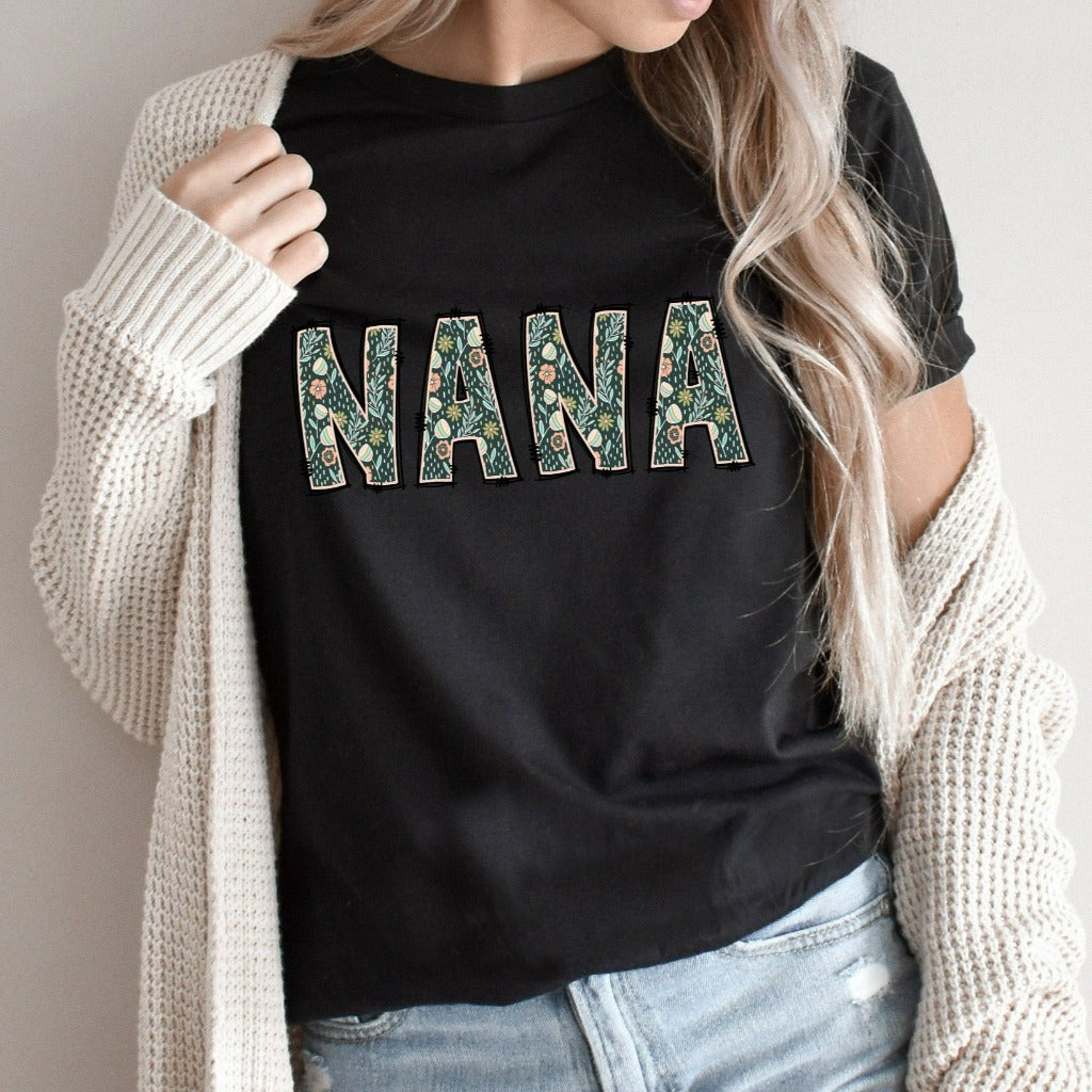 Nana Personalized Shirt, Grandma Floral TShirt, Gift for Granny, Mimi Shirt, Gigi Graphic Tee, New Grandma Gift, Custom Mothers Day Gift
