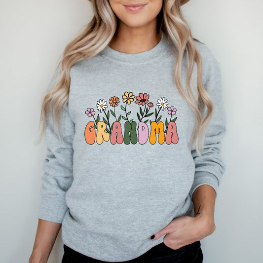 Cute Grandma Floral Sweatshirt, Grandma Wildflowers Crewneck, Grandma Flowers Sweater, New Granny Gift, Mothers Day Gift, Baby Announcement