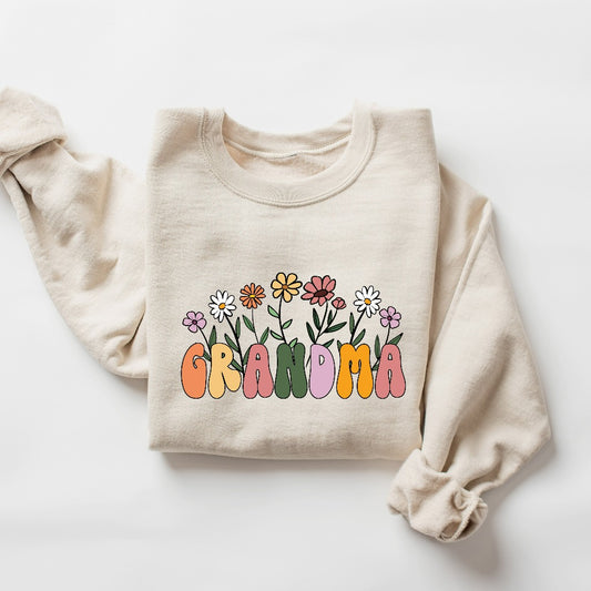 Cute Grandma Floral Sweatshirt, Grandma Wildflowers Crewneck, Grandma Flowers Sweater, New Granny Gift, Mothers Day Gift, Baby Announcement