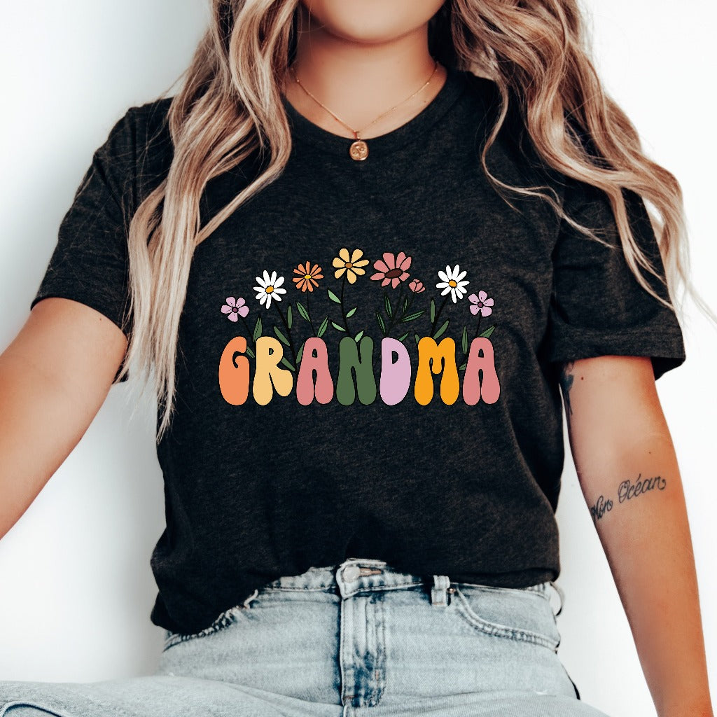 Cute Grandma Floral Shirt, Grandma Wildflowers TShirt, Gift for Granny, Grandma Flowers Graphic Tee, New Grandma Gift, Mothers Day Birthday