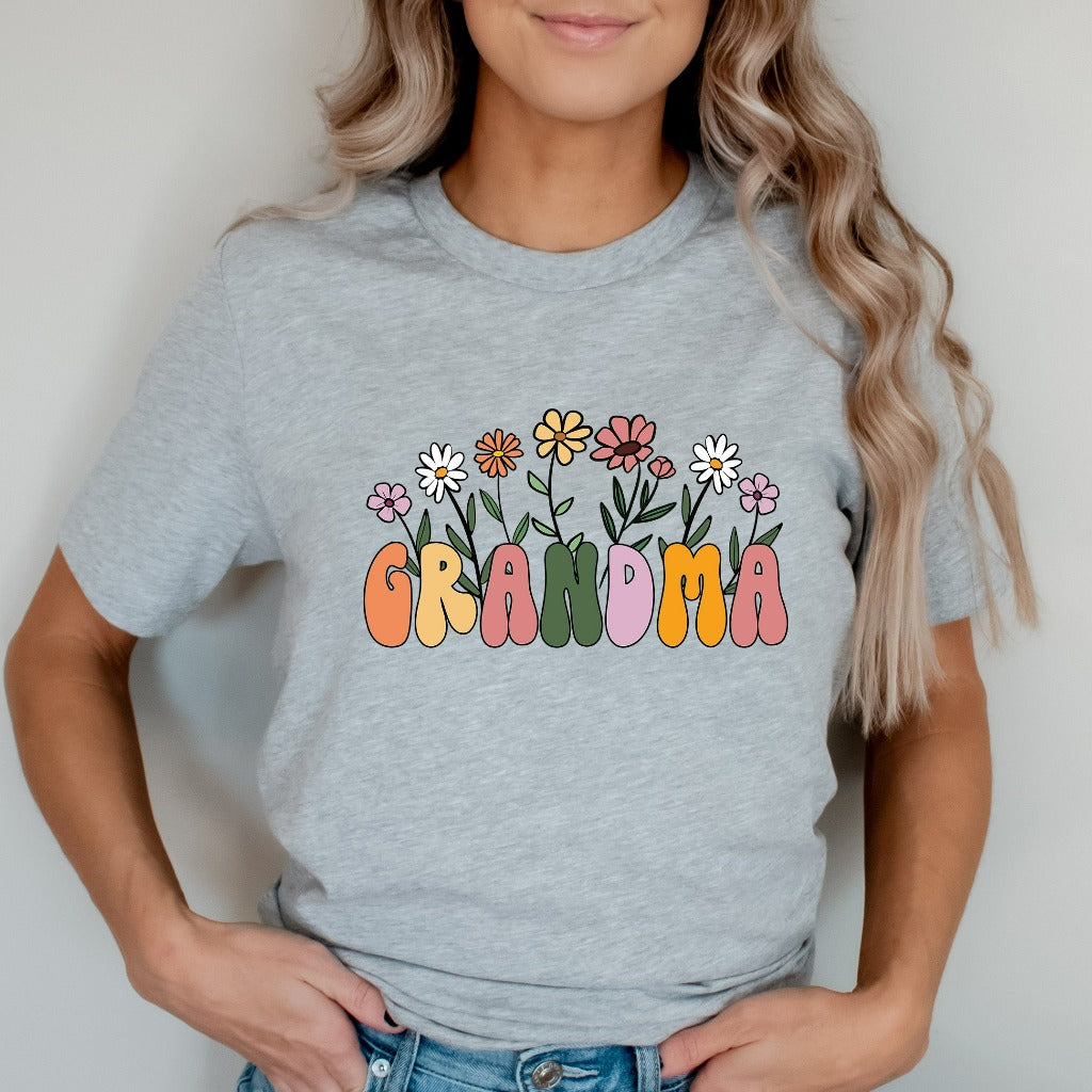 Cute Grandma Floral Shirt, Grandma Wildflowers TShirt, Gift for Granny, Grandma Flowers Graphic Tee, New Grandma Gift, Mothers Day Birthday