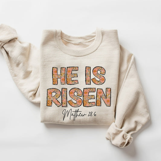 Christian Easter He is Risen Sweatshirt, Christian Women Crewneck, Bible Verse Gift, Easter Sweater, Christian Outfit, Floral Religious Tee