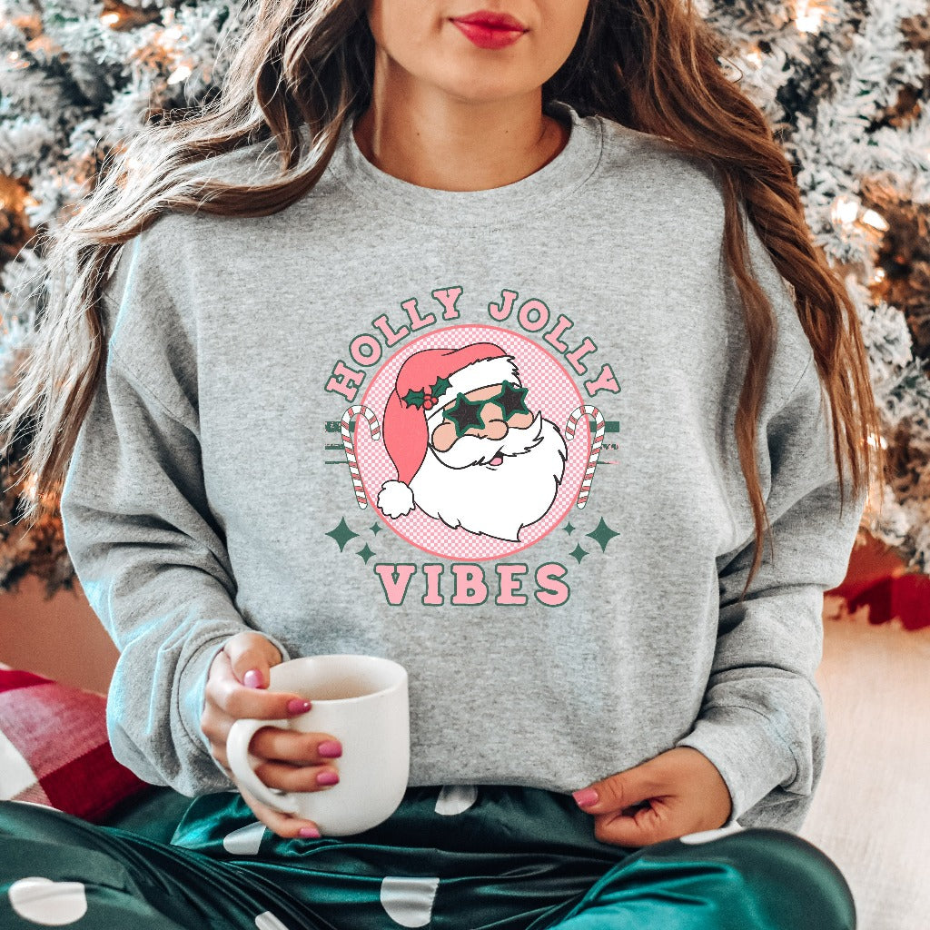 Retro Holly Jolly Vibes Sweatshirt, Vintage Christmas Crewneck, Christmas Vacation Sweater, Santa Shirt, Holiday Outfit, Christmas Gifts