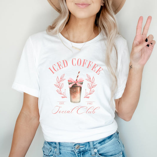 Iced Coffee Social Club Shirt, Coffee Lovers TShirt, Caffeine Addict Graphic Tee, Coquette Aesthetic Coffee Shirt, Gift for Coffee Lover