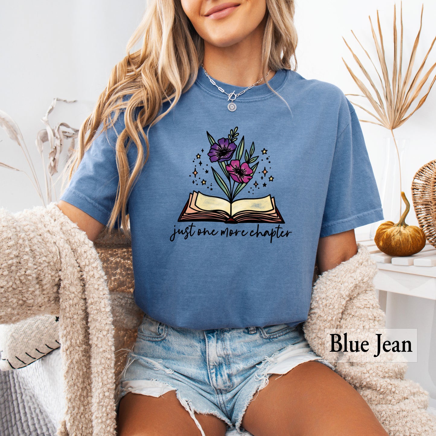 Just One More Chapter Floral Reading Shirt