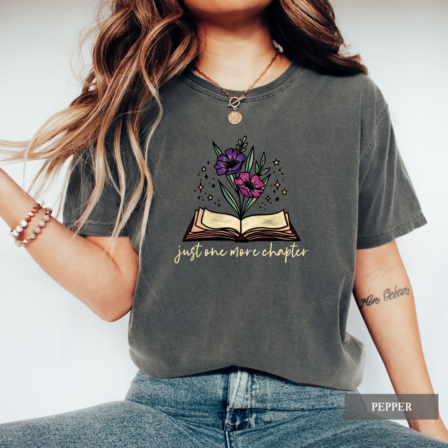 Just One More Chapter Floral Reading Shirt