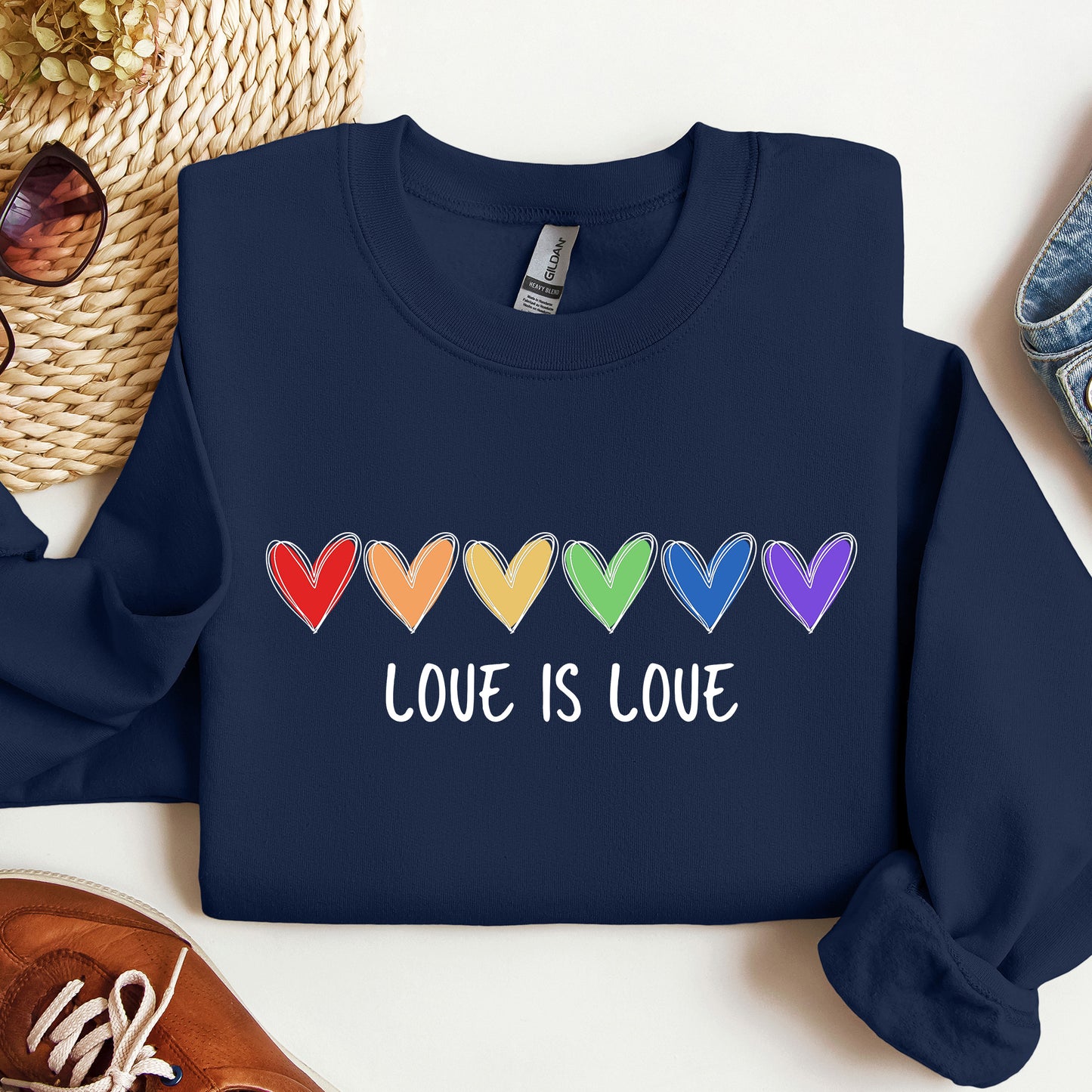 Rainbow Love is Love Crewneck Sweatshirt