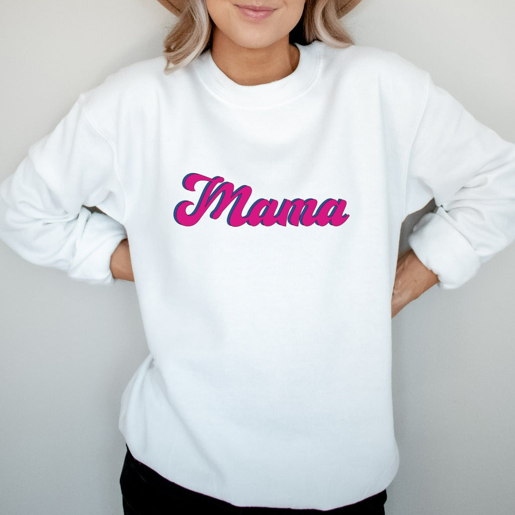 Mama Sweatshirt, Barbie Inspired Mama Crewneck, Mother's Day Gift, Gift for Mom, Cute Mama TShirt, Trendy Pink on Pink, Girl Mom Shirt