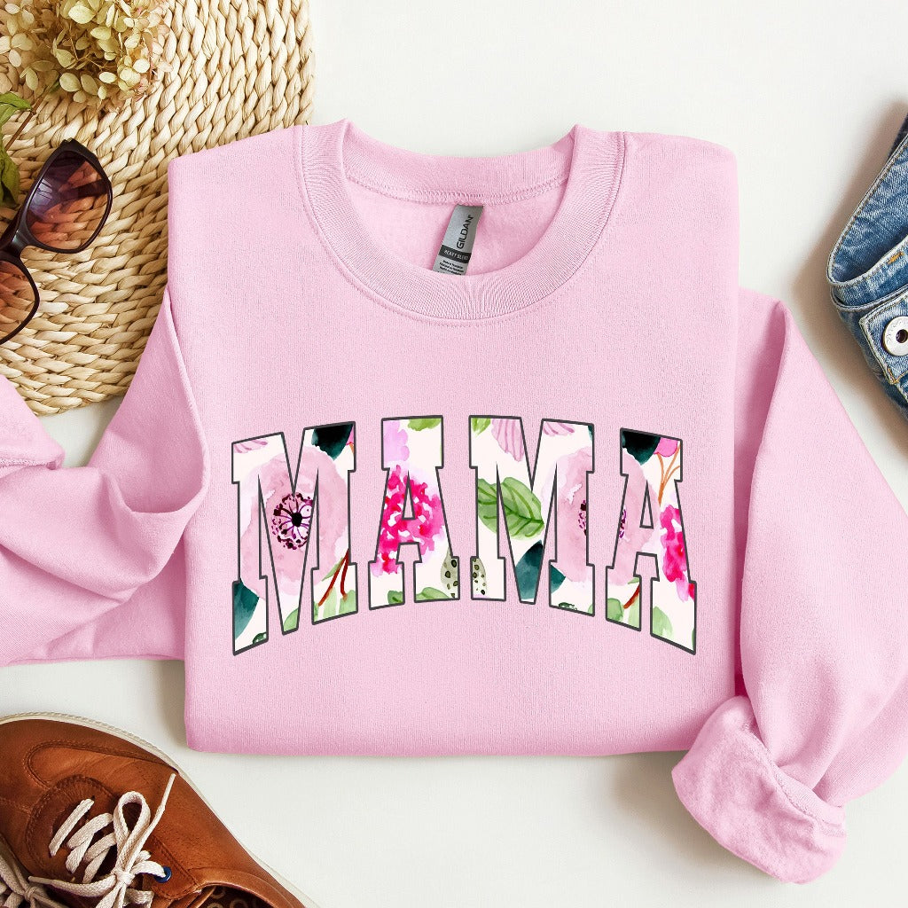 Coquette Aesthetic Floral Mama Sweatshirt, Simple Mama Crewneck, Mother's Day Gift, Gift for New Mom, Mom Birthday Gift, Mama Christmas Gift