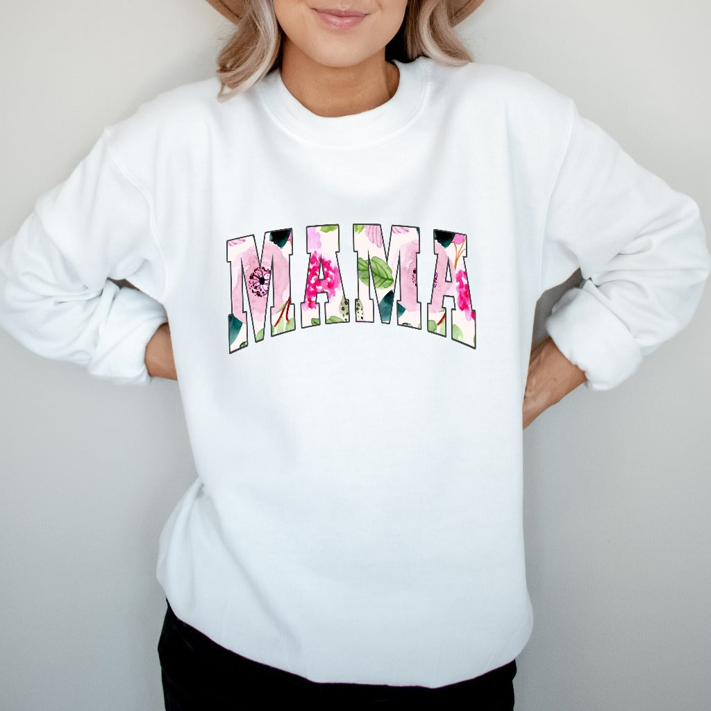 Coquette Aesthetic Floral Mama Sweatshirt, Simple Mama Crewneck, Mother's Day Gift, Gift for New Mom, Mom Birthday Gift, Mama Christmas Gift