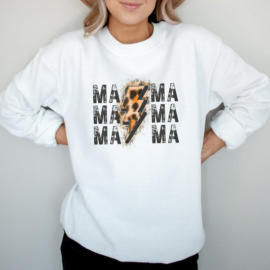 Distressed Mama Lightning Bolt Sweatshirt, New Mom Crewneck, Mother's Day Sweater, New Mom Gift, Mom Birthday Gift, Mama Christmas Gift