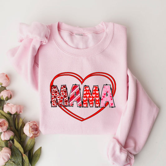 Mama Valentine's Day Sweatshirt, Valentines Day Crewneck, Valentine Gift for Mom, Valentines Day Gift for Wife, Cute Valentines Outfit