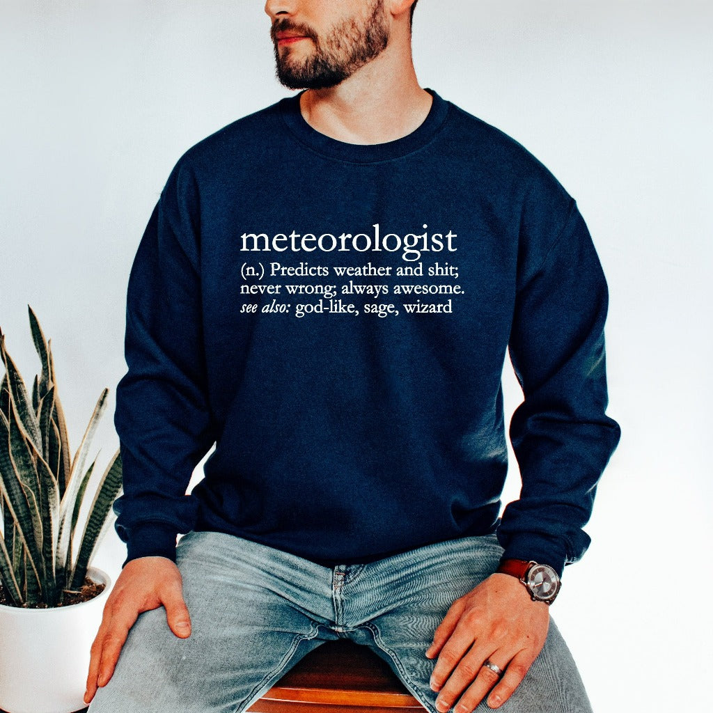 Meteorologist Definition Sweatshirt, Funny Gift for Meteorologist, Weatherman or Woman Crewneck, Weather Shirt, Meteorology Student Sweater