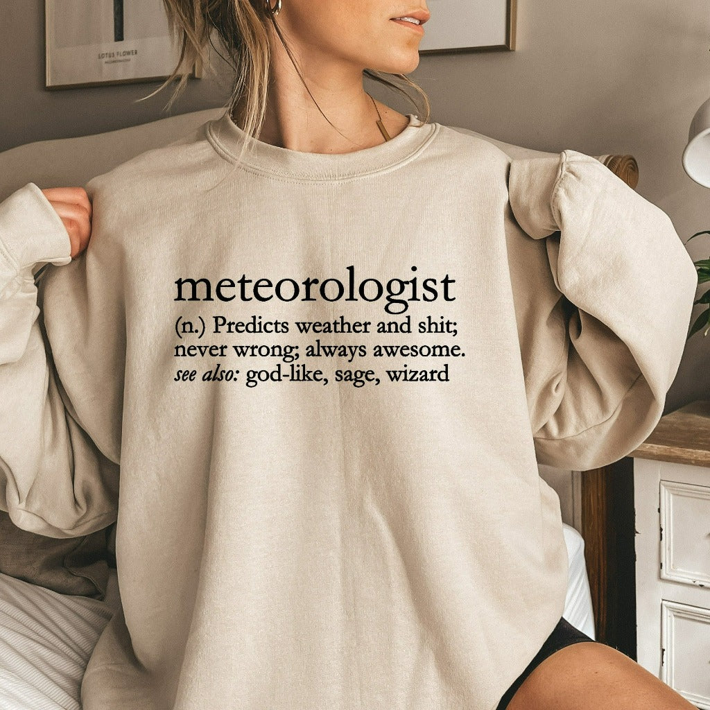 Meteorologist Definition Sweatshirt, Funny Gift for Meteorologist, Weatherman or Woman Crewneck, Weather Shirt, Meteorology Student Sweater