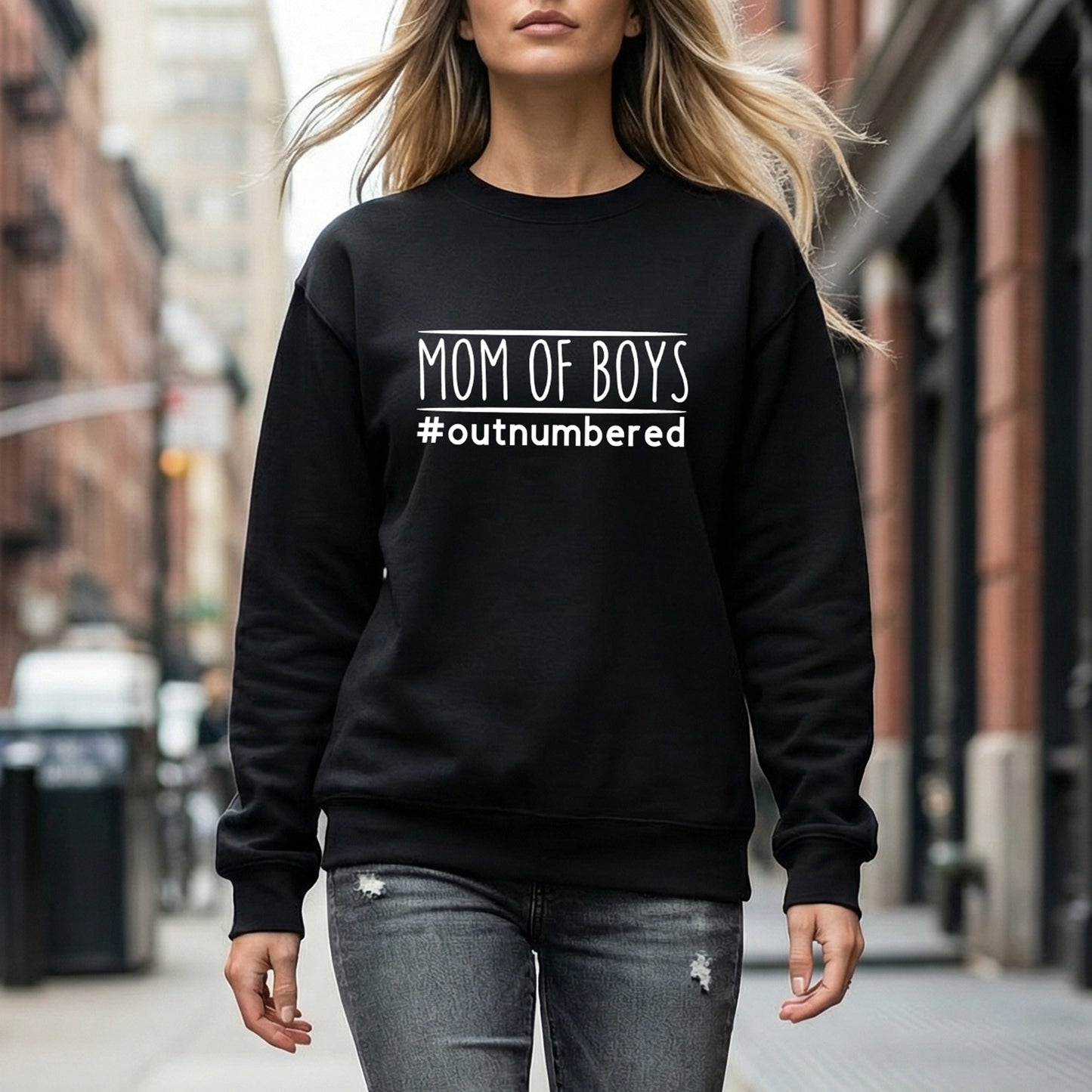 Mom of Boys Outnumbered Sweatshirt