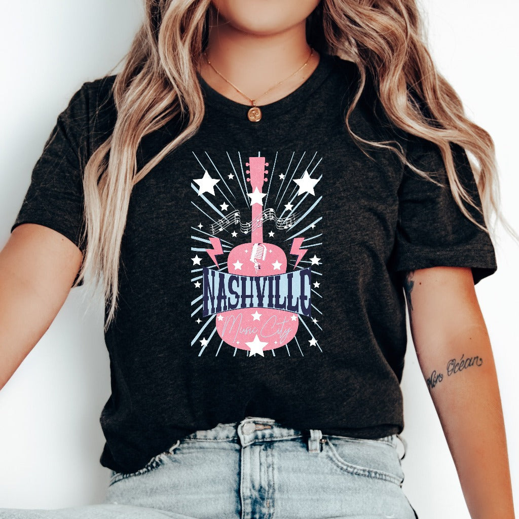 Nashville Music City Graphic Tee, Country Girl Shirt, Girls Trip TShirt, Nashville Fan Shirt, TN Shirt, Country Music Shirt, Southern Tee