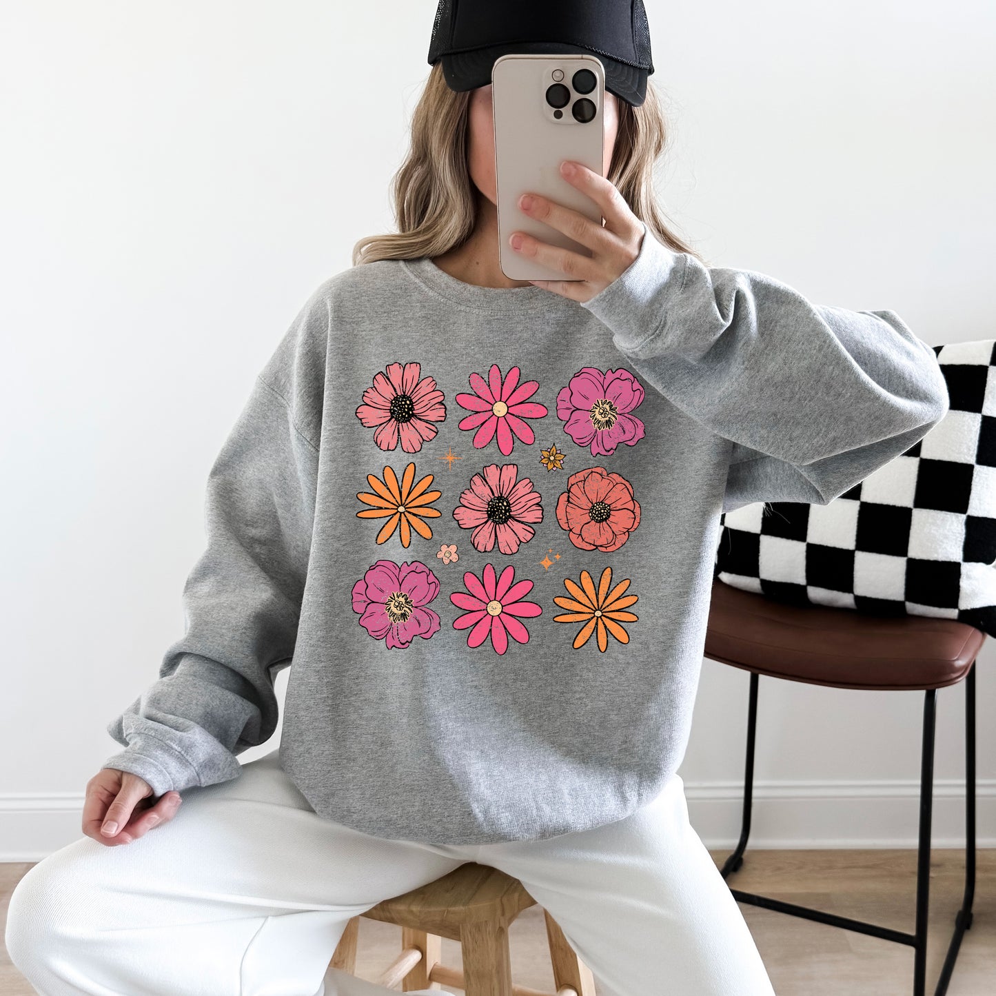 Cottagecore Retro Floral Crewneck Sweatshirt