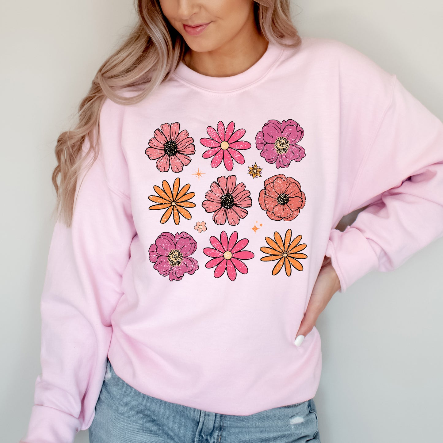 Cottagecore Retro Floral Crewneck Sweatshirt