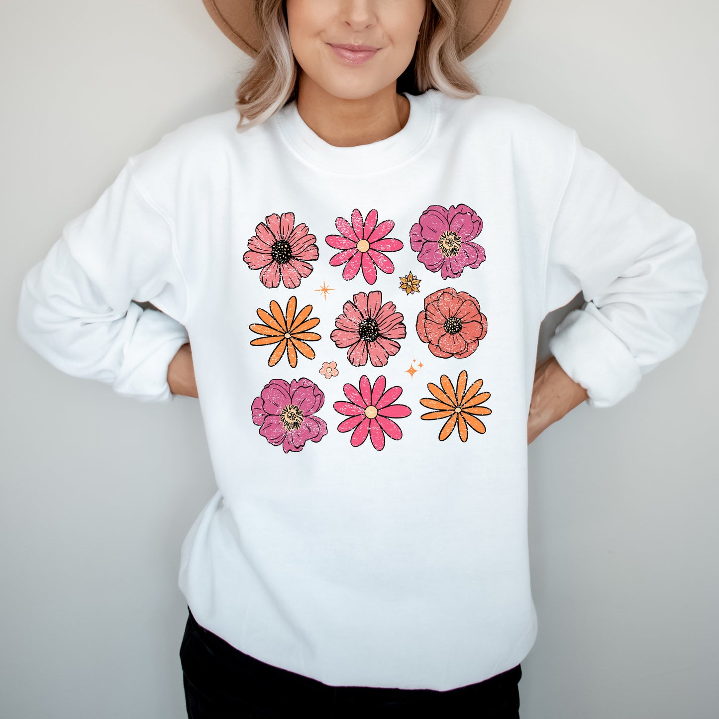 Cottagecore Retro Floral Crewneck Sweatshirt