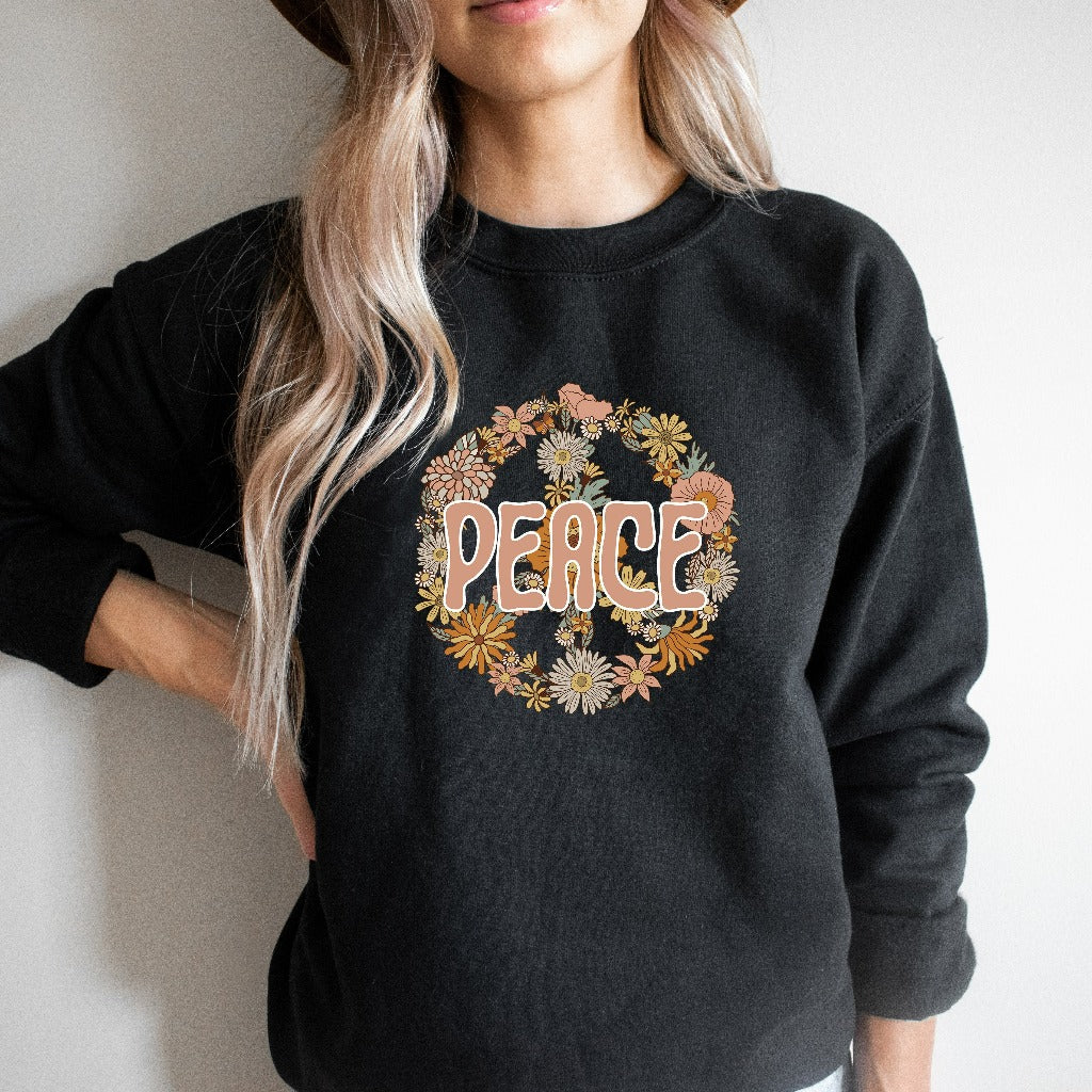 Peace Sweatshirt, Peace Sign Shirt, Retro Shirt, Inspirational, Positive Quote Tee, Peace Sign Tshirt, Hippie Shirt, Boho Shirt, Peace,Love