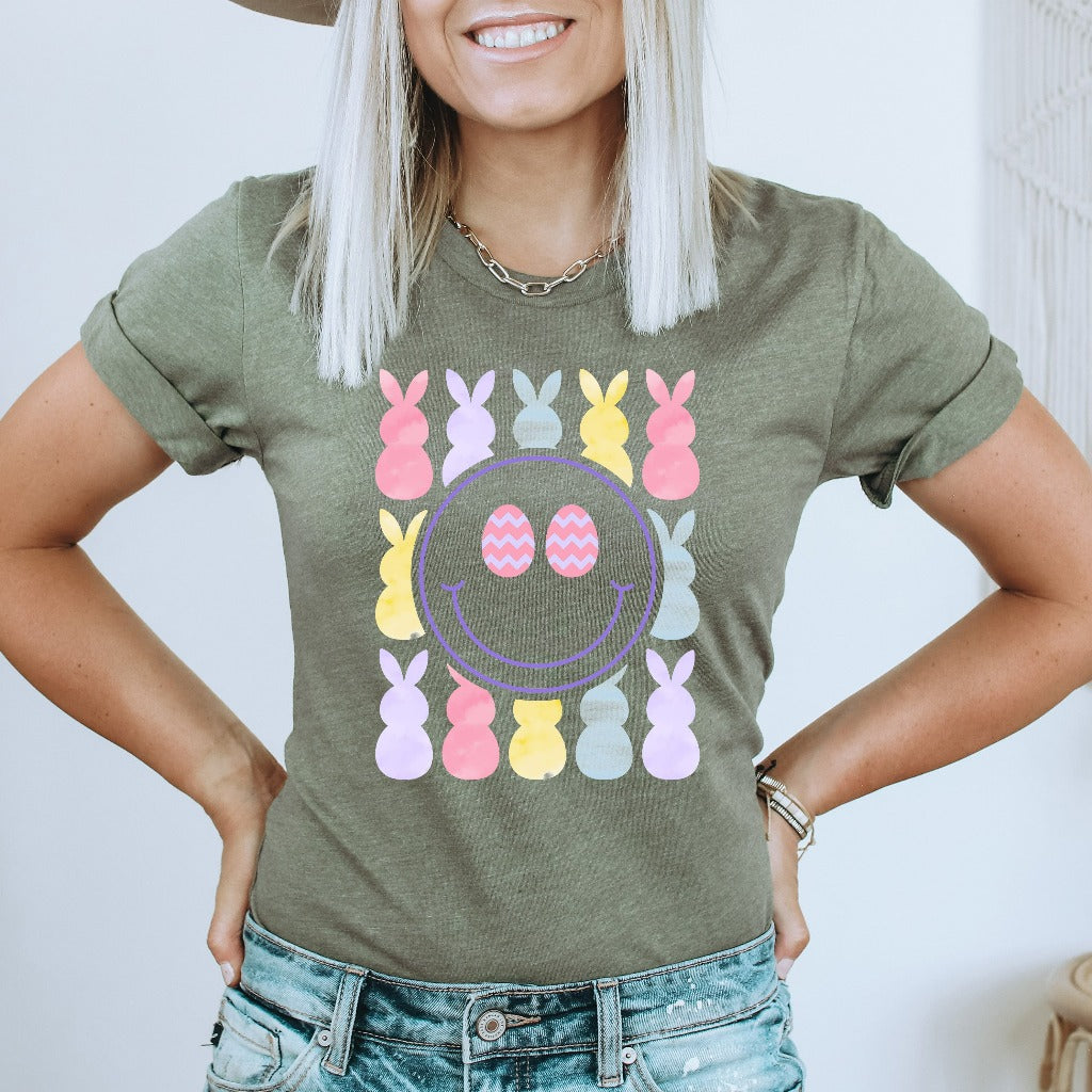 Chilling Peeps Shirt, Easter Bunny TShirt, Easter Smile Face Graphic Tee, Retro Easter Shirt, Cute Easter Tee, Easter Egg Shirt, Easter Gift
