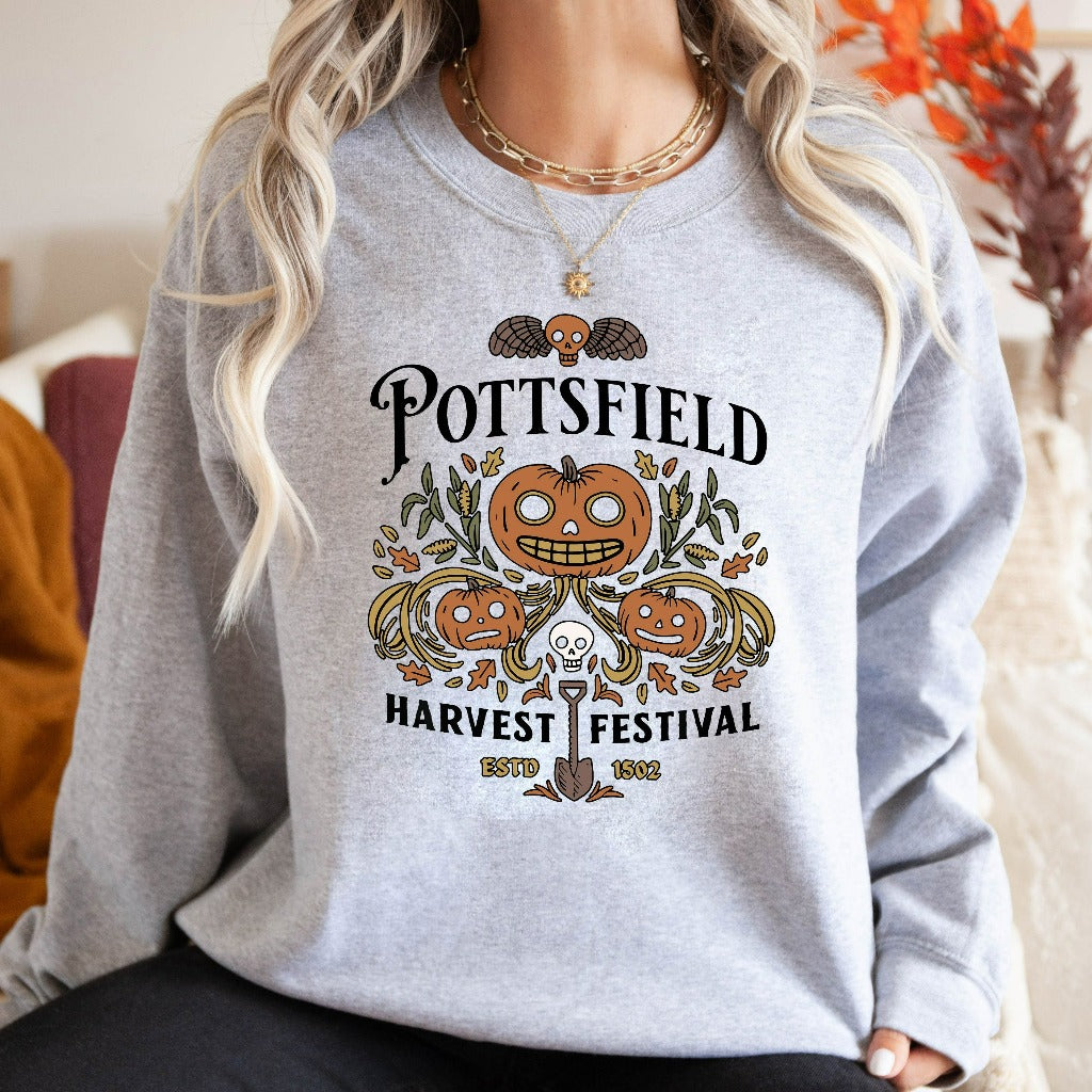 Pottsfield Harvest Festival Sweatshirt, Autumn Crewneck, Vegetables Fall Shirt, Autumn Harvest Sweater, Skeleton Festival Tee, Halloween Tee