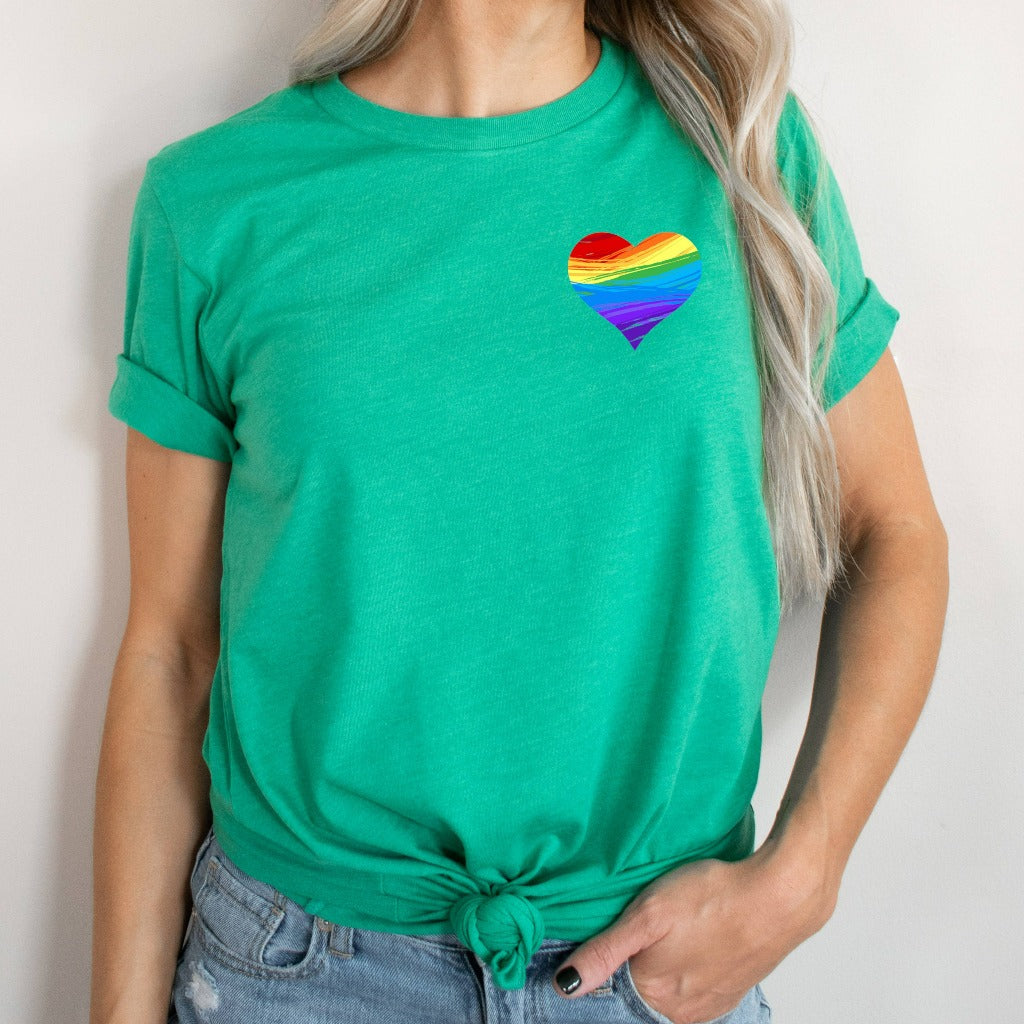 LGBTQ Shirt, Pride Heart TShirt, LGBTQ Heart Graphic Tee, Bisexual TShirt, Lesbian T-Shirts, Rainbow Heart Shirt, Queer Shirt, Gay Pride