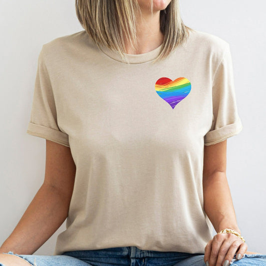 LGBTQ Shirt, Pride Heart TShirt, LGBTQ Heart Graphic Tee, Bisexual TShirt, Lesbian T-Shirts, Rainbow Heart Shirt, Queer Shirt, Gay Pride