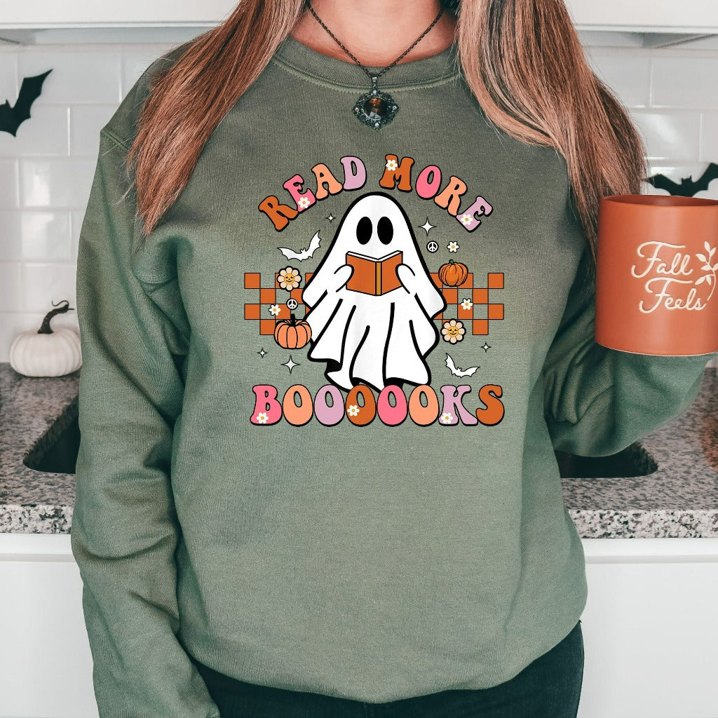 Read More Books Spooky Teacher Shirt, Cute Spooky Teacher Sweatshirt, Retro Teacher Halloween Crewneck, Fall Teacher Shirt, Back To School