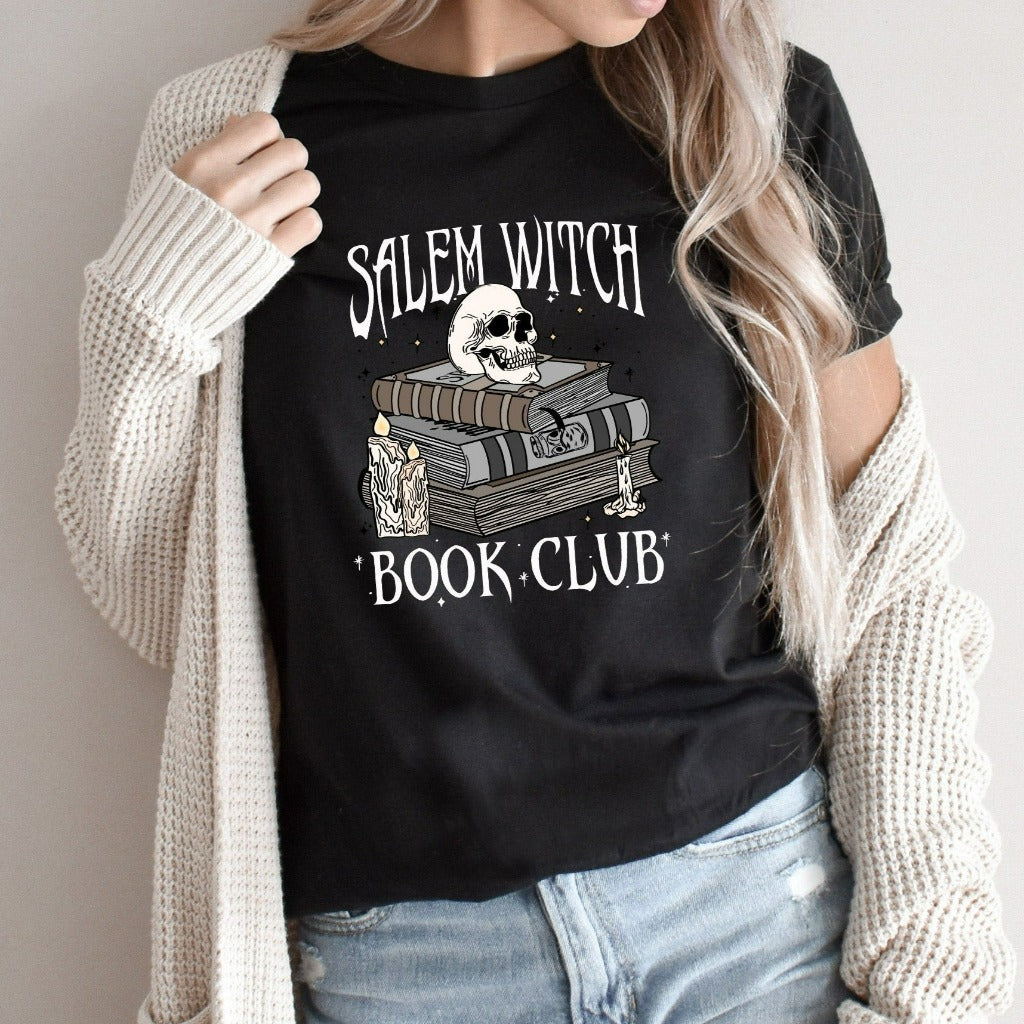 Salem Witch Book Club Shirt, Bookish Halloween TShirt, Spooky Book Lover Graphic Tee, Salem Witches, Spooky Season, Skeleton Thriller Reader