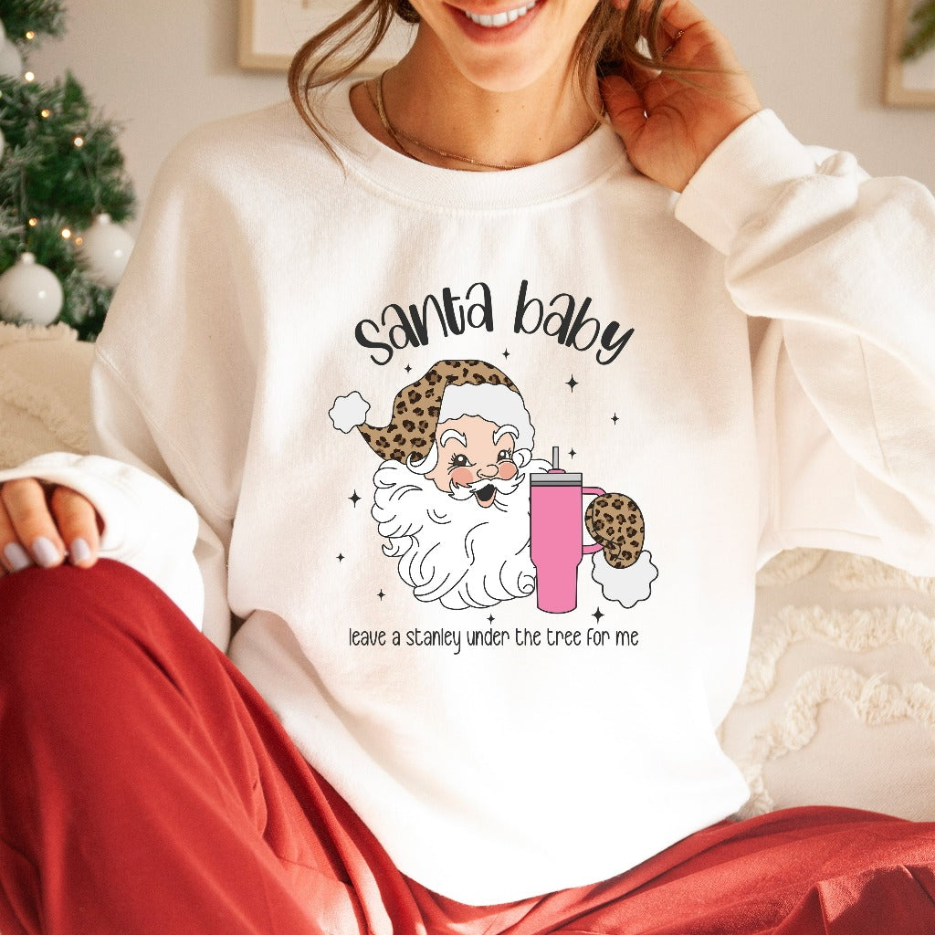 Boujee Santa Baby Christmas Sweatshirt, Obsessive Cup Disorder Crewneck, Funny Xmas Sweater, Holiday Outfit, Christmas Gift for Coffee Lover