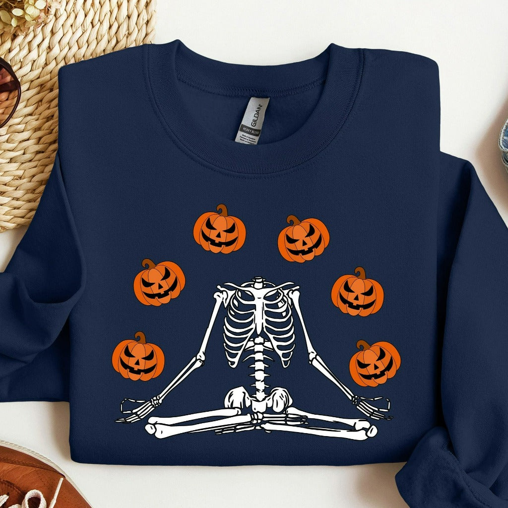 Dancing Skeletons Halloween Sweatshirt, Headless Skeleton Pumpkins Crewneck, Cute Halloween Sweater, Funny Fall Shirts, Jack O Lantern Shirt