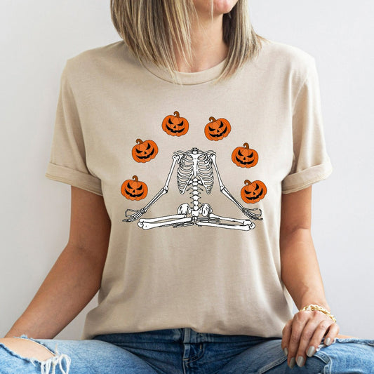 Dancing Skeleton Halloween Shirt, Pumpkin Halloween TShirt, Jack O Lantern Shirt, Fall Graphic Tee, Spooky Season, Fall Shirts for Women