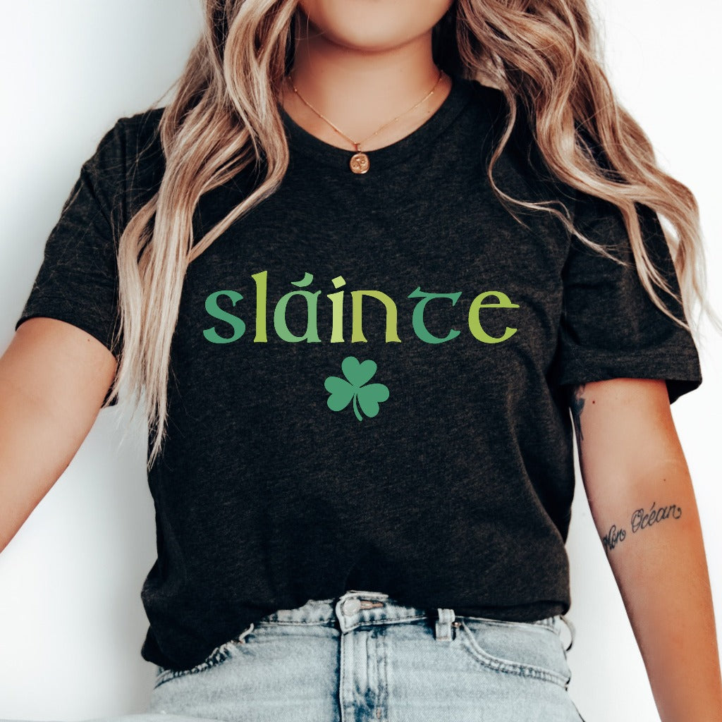 Cute Slainte Shirt, Womens Irish TShirt, St Patrick's Day Graphic Tee, Trendy St Patricks Day Shirt, Lucky St Patty's Day Party Outfit