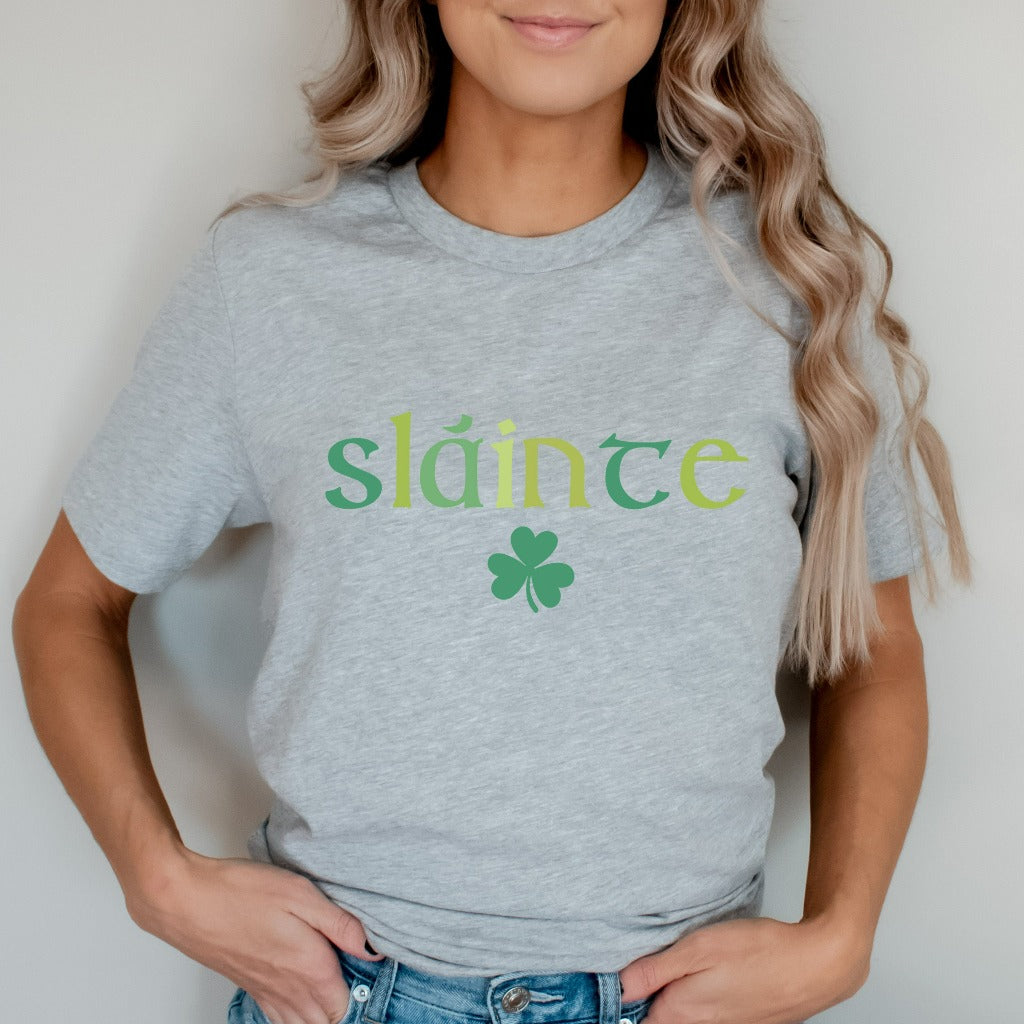 Cute Slainte Shirt, Womens Irish TShirt, St Patrick's Day Graphic Tee, Trendy St Patricks Day Shirt, Lucky St Patty's Day Party Outfit