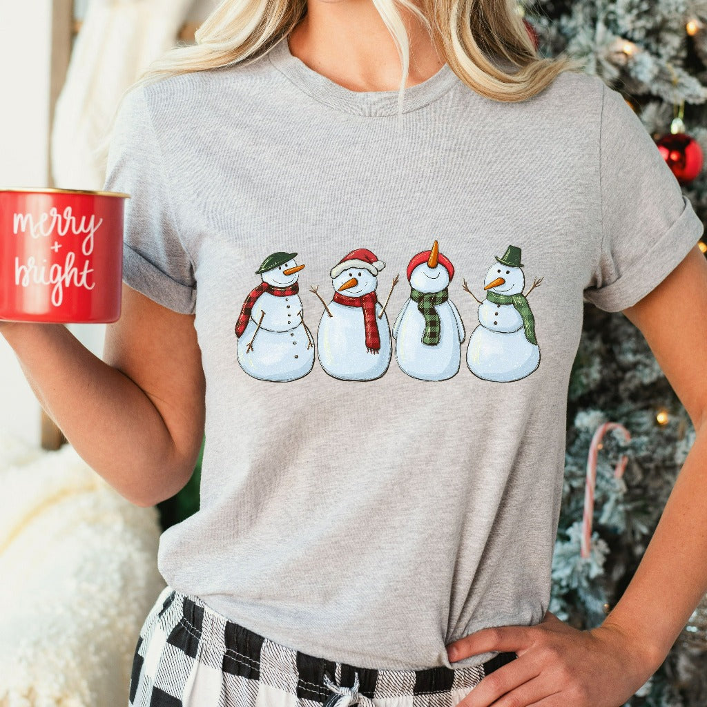 Christmas Snowman Shirt, Womens Christmas TShirt, Christmas Snowmen Crewneck, Snowman Graphic Tee, Holiday Outfit, Cute Snowmen Gift for Her