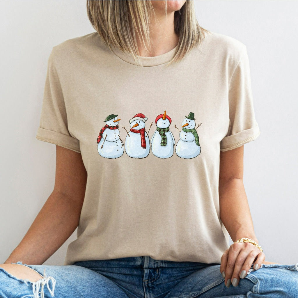 Christmas Snowman Shirt, Womens Christmas TShirt, Christmas Snowmen Crewneck, Snowman Graphic Tee, Holiday Outfit, Cute Snowmen Gift for Her