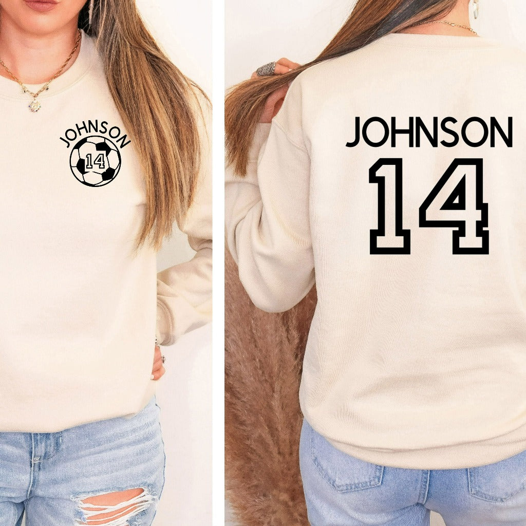 Custom SOCCER Mom Sweatshirt, Personalized Soccer Crewneck, Game Day Hoodie, Name and Number Soccer Team Sweatshirt, Soccer Fan Shirt