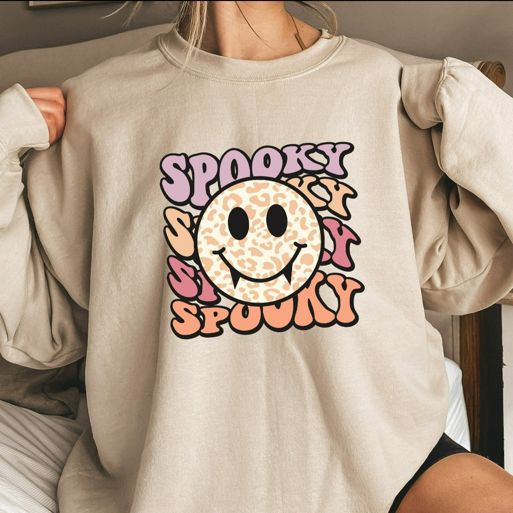 Spooky Season Sweatshirt, Crewneck Sweatshirt, Spooky Sweatshirt, Halloween, Smile Face, PSL, Pumpkin Fall, Cute and Scary, Autumn Shirt