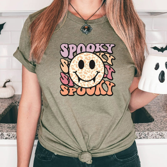 Spooky Season Shirt, Cute Spooky Smile Face TShirt, Halloween Graphic Tee, Halloween Party Shirt, PSL, Autumn Fall Shirt, Vampire Face Tee