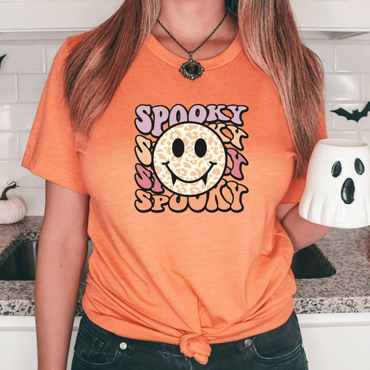 Spooky Season Shirt, Cute Spooky Smile Face TShirt, Halloween Graphic Tee, Halloween Party Shirt, PSL, Autumn Fall Shirt, Vampire Face Tee