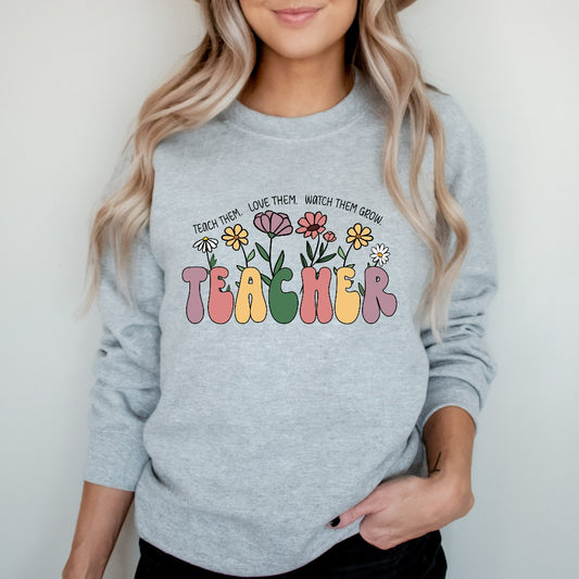 Teacher Wildflower Sweatshirt, Teacher Crewneck, Back to School Shirts, Cute Teacher Sweater, Teacher Appreciation Hoodie, Teacher Gift