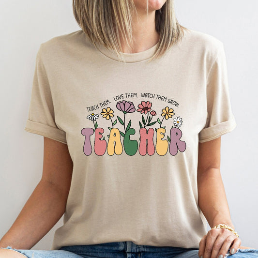 Cute Teacher Shirt, Wildflowers Teacher TShirt, Back to School, Teach Graphic Tee, Teacher Appreciation Gift, Group Teacher Team Shirts