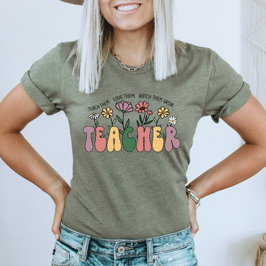 Cute Teacher Shirt, Wildflowers Teacher TShirt, Back to School, Teach Graphic Tee, Teacher Appreciation Gift, Group Teacher Team Shirts