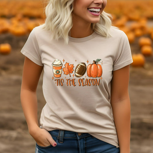 Fall Football Shirt, Autumn Theme TShirt, PSL Pumpkin Spice Graphic Tee, Pumpkin Fall Leaves, Halloween Shirt, Thanksgiving Tee, Fall Gift