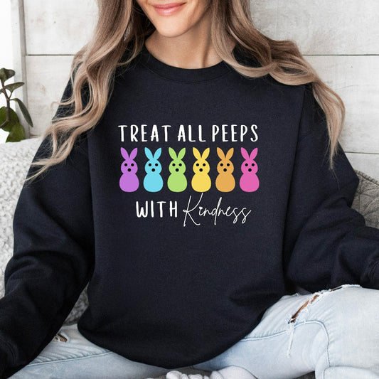 Treat All Peeps With Kindness Sweatshirt, Teachers Easter Crewneck, Teacher Easter Gift, Teachers Easter Day Outfit, Teacher Bunny Hoodie
