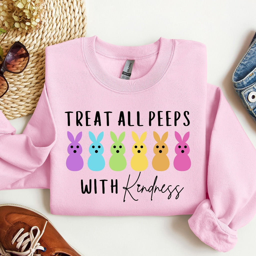 Treat All Peeps With Kindness Sweatshirt, Teachers Easter Crewneck, Teacher Easter Gift, Teachers Easter Day Outfit, Teacher Bunny Hoodie
