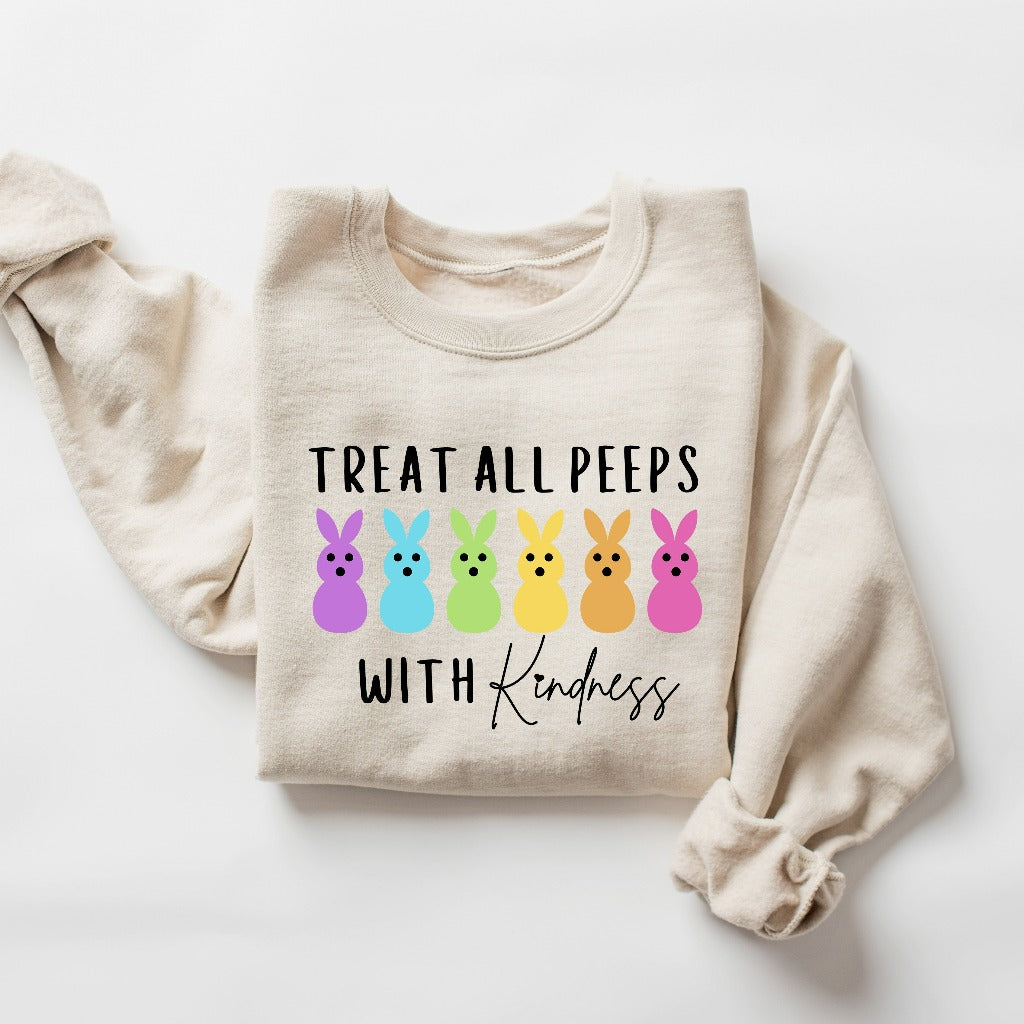 Treat All Peeps With Kindness Sweatshirt, Teachers Easter Crewneck, Teacher Easter Gift, Teachers Easter Day Outfit, Teacher Bunny Hoodie