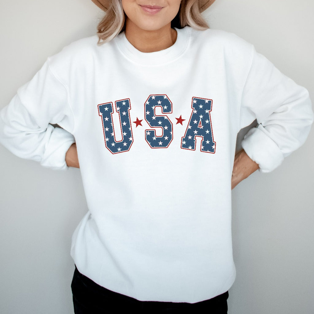 Retro Star USA Sweatshirt, 4th of July Crewneck, Star American Shirt, Independence Day TShirt, Fourth of July Shirt, Trendy Popular Shirts